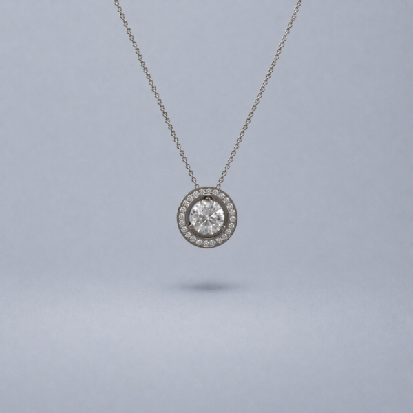 1 Ct. Signature Halo Necklace White Gold You Can Wear 3 ways Just central diamond, Just Halo, Central+ Hallo.