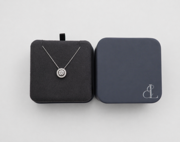 1 Ct. Signature Halo Necklace White Gold You Can Wear 3 ways Just central diamond, Just Halo, Central+ Hallo.