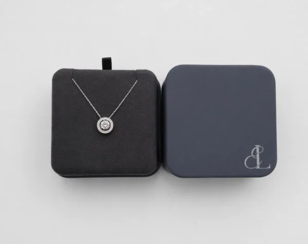 0.5 Ct. Signature Halo Necklace White Gold You Can Wear 3 ways Just central diamond, Just Halo, Central+ Hallo.